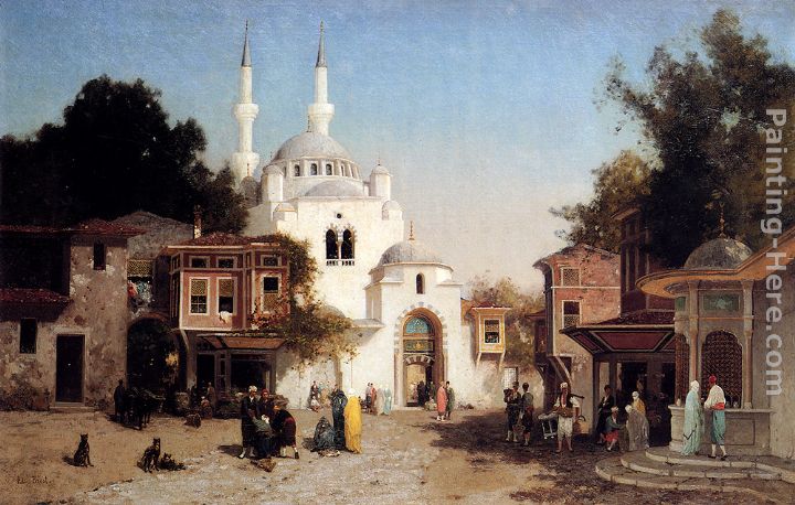 Outside The Mosque painting - Fabius Germain Brest Outside The Mosque art painting